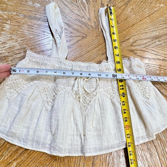 American Eagle embroidered lace ruffled crop tank top flirty boho prairie y2k - Picture 10 of 12